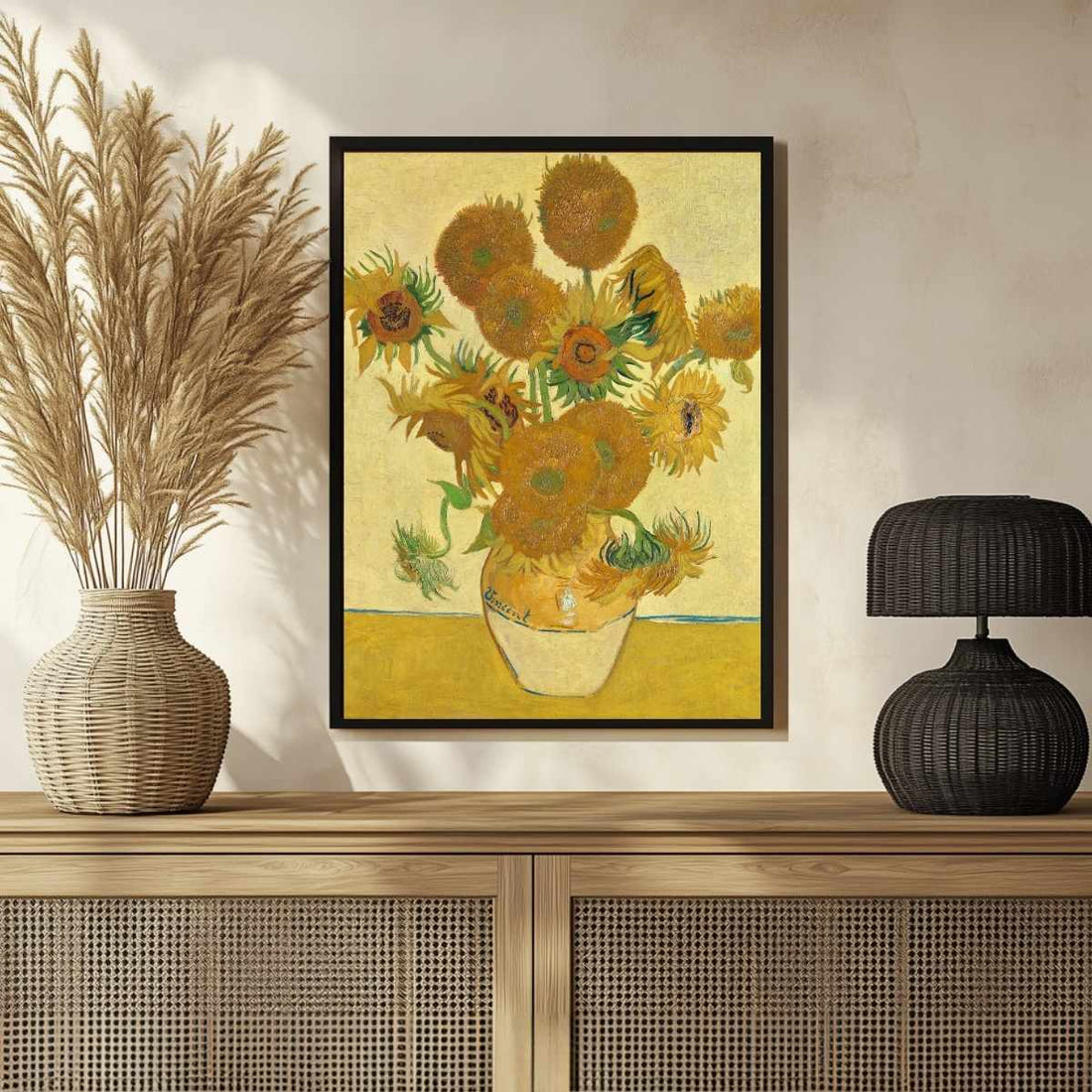 Sunflowers Painting for Living Room | Van Gogh Floral Wall Art | Giclée Print 4 :5 Vertical Premium Wall Art Canvas by MeriDeewar