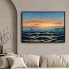 Sunset Voyage – Dramatic Ocean Scene with Ship Wall Art 2 : 3 Horizontal Premium Wall Art Canvas by MeriDeewar