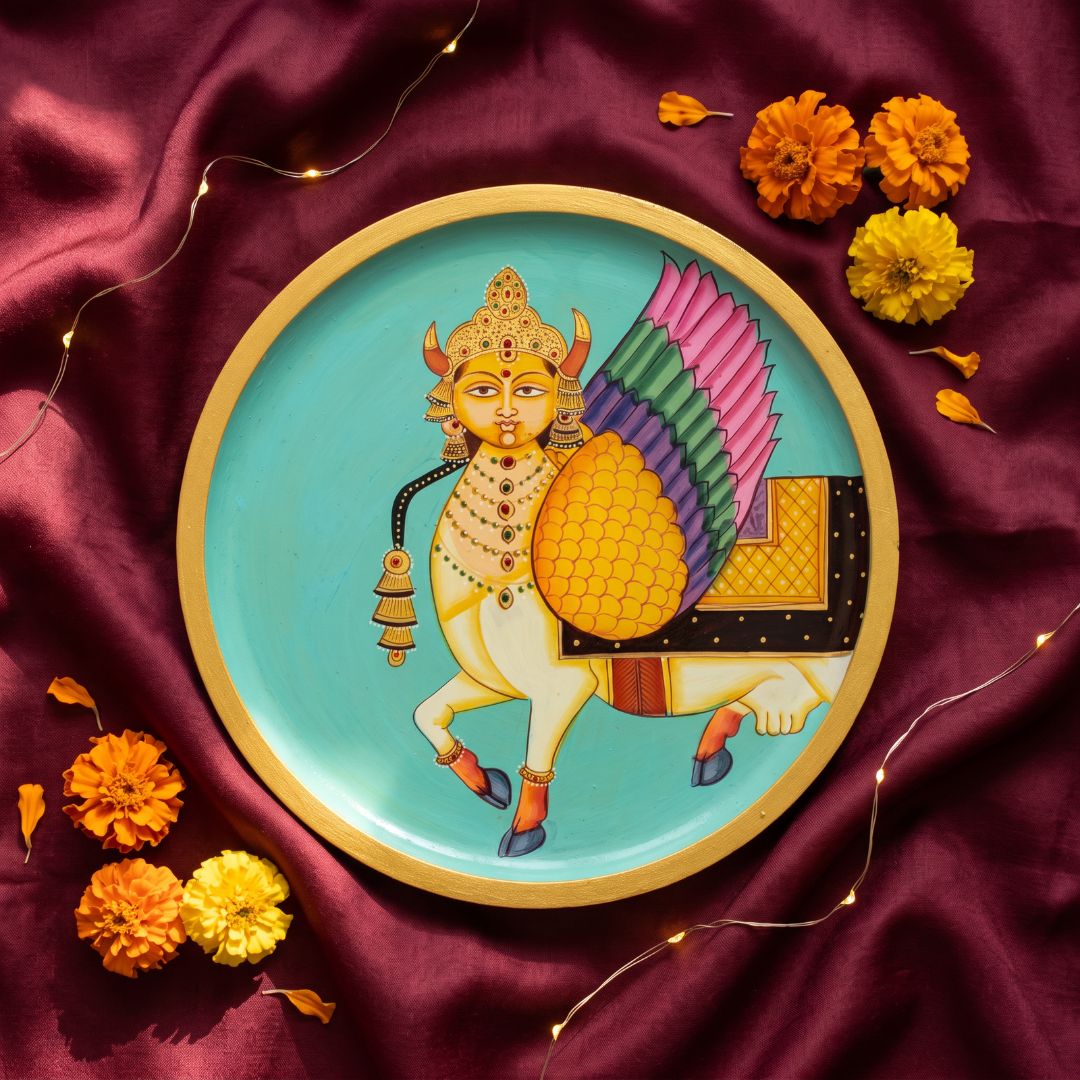 Surabhi | Hand-Painted Wall Art Plate Curate Premium Wall Art Canvas by MeriDeewar
