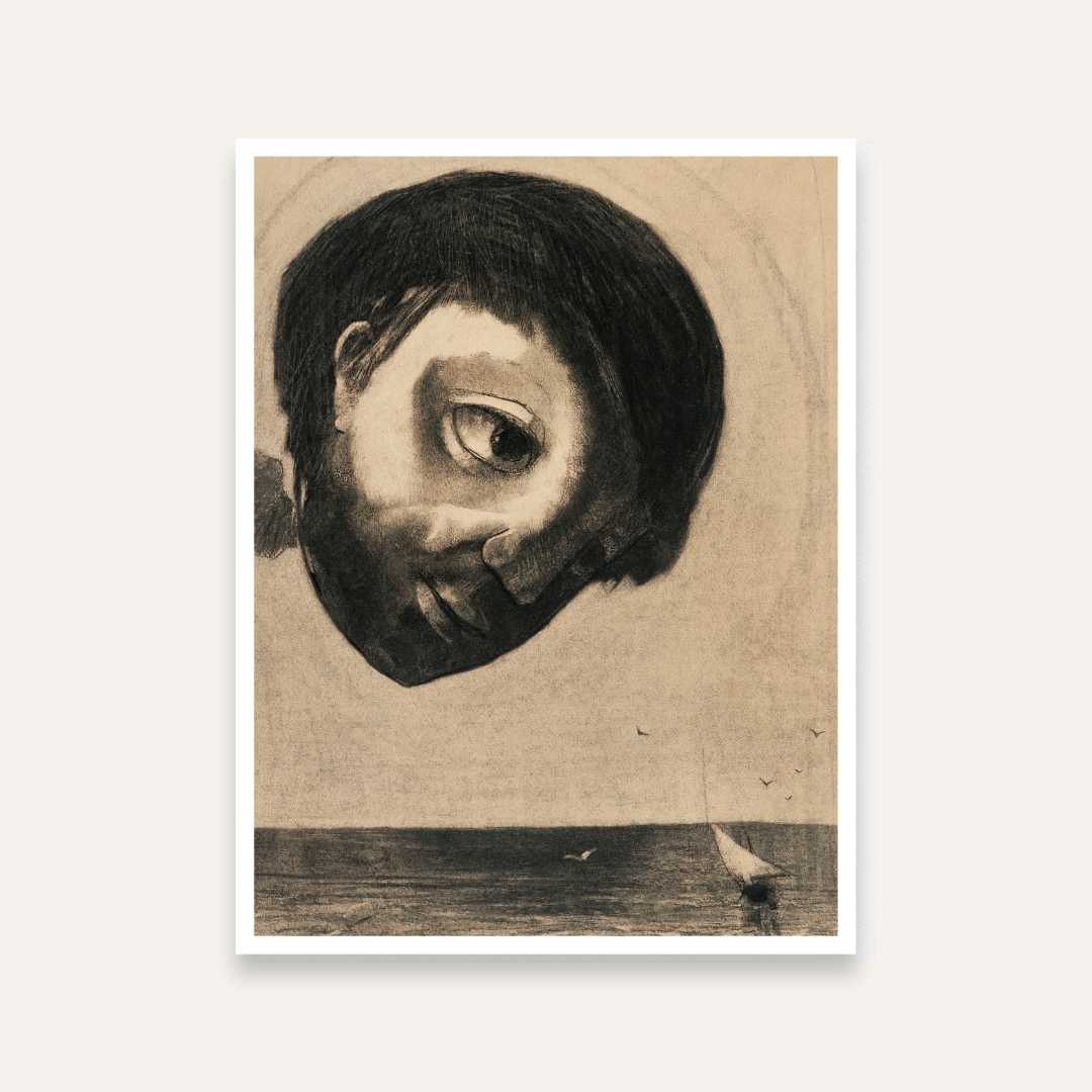 Surreal Eye Over Sea Wall Painting | Dark Academia Art for Living Room | Odilon Redon 3 : 4 Vertical Premium Wall Art Canvas by MeriDeewar