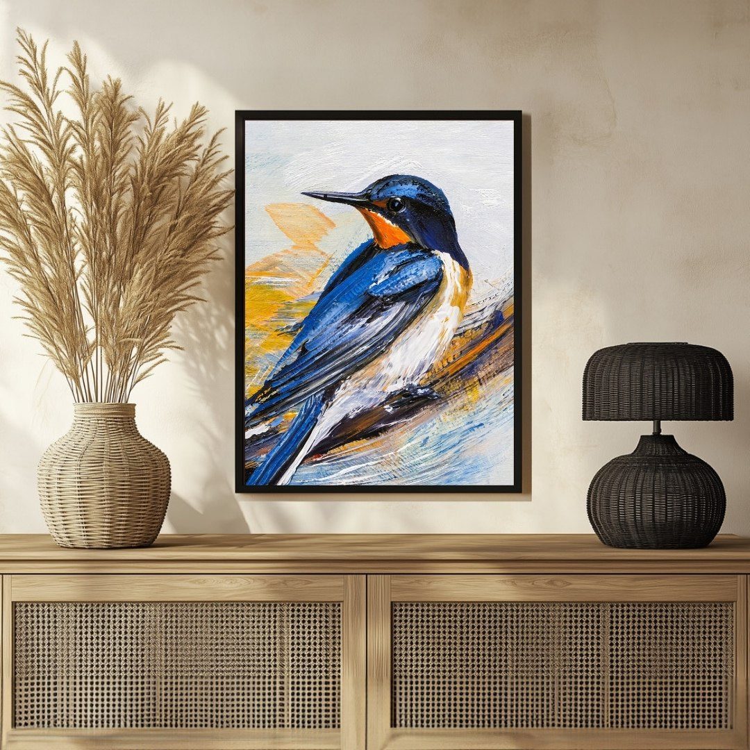 Swallow Bird Abstract Art - Modern Wall Decor for Your Home 3 : 4 Vertical New Premium Wall Art Canvas by MeriDeewar