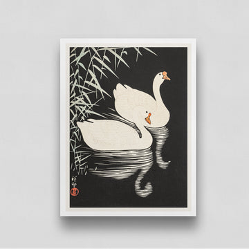 Swan /Chinese Geese by  Ohara Koson 3 : 4 Vertical New Premium Wall Art Canvas by MeriDeewar