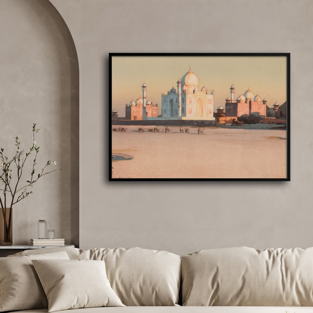 taj Mahal - An Approach to Agra - Yoshida Hiroshi 2 : 3 Horizontal Premium Wall Art Canvas by MeriDeewar