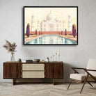 Taj Mahal Impressionist Painting | Horizontal Landscape Framed Wall Art 2 : 3 Horizontal Premium Wall Art Canvas by MeriDeewar