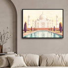 Taj Mahal Impressionist Painting | Horizontal Landscape Framed Wall Art 2 : 3 Horizontal Premium Wall Art Canvas by MeriDeewar