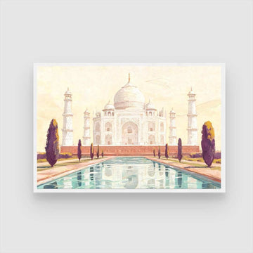 Taj Mahal Impressionist Painting | Horizontal Landscape Framed Wall Art 2 : 3 Horizontal Premium Wall Art Canvas by MeriDeewar