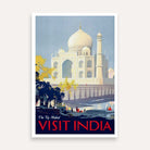 Taj Mahal Vintage Poster – Wall Painting for Living Room & Hall | Giclée Art Print 2 : 3 Vertical Premium Wall Art Canvas by MeriDeewar
