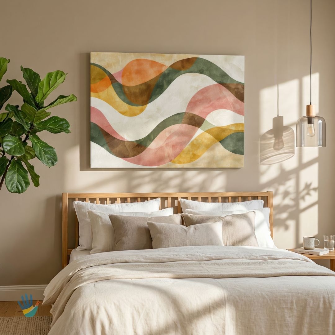Tarangini | Sinuous Wave & Earth Tone Abstract Wall Art 4 : 3 Horizontal Premium Wall Art Canvas by MeriDeewar