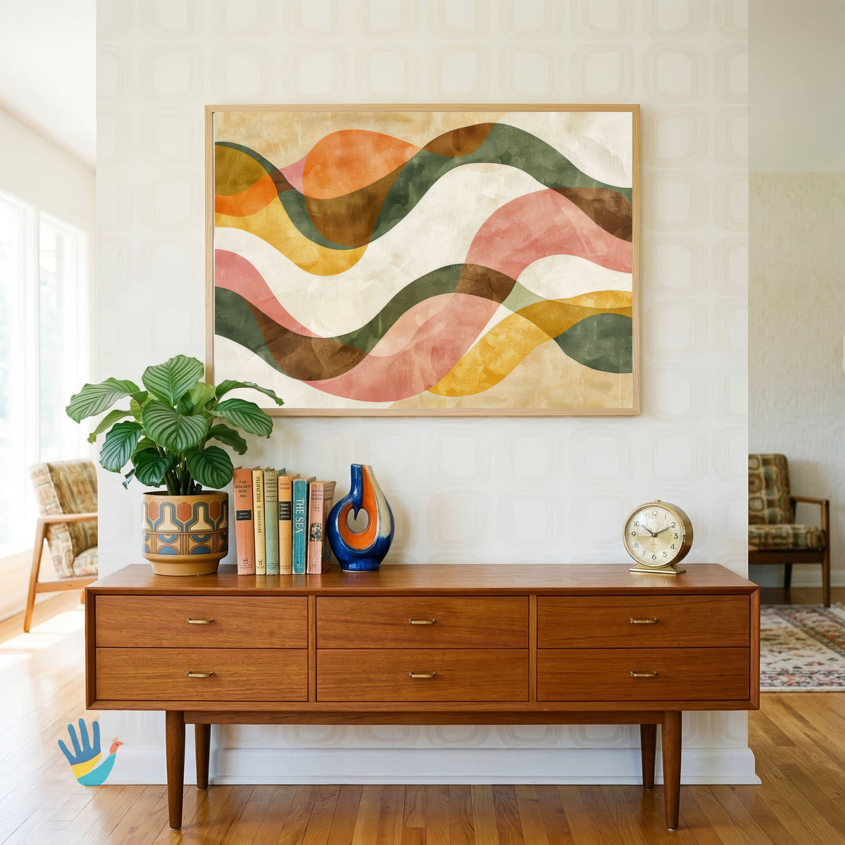 Tarangini | Sinuous Wave & Earth Tone Abstract Wall Art 4 : 3 Horizontal Premium Wall Art Canvas by MeriDeewar