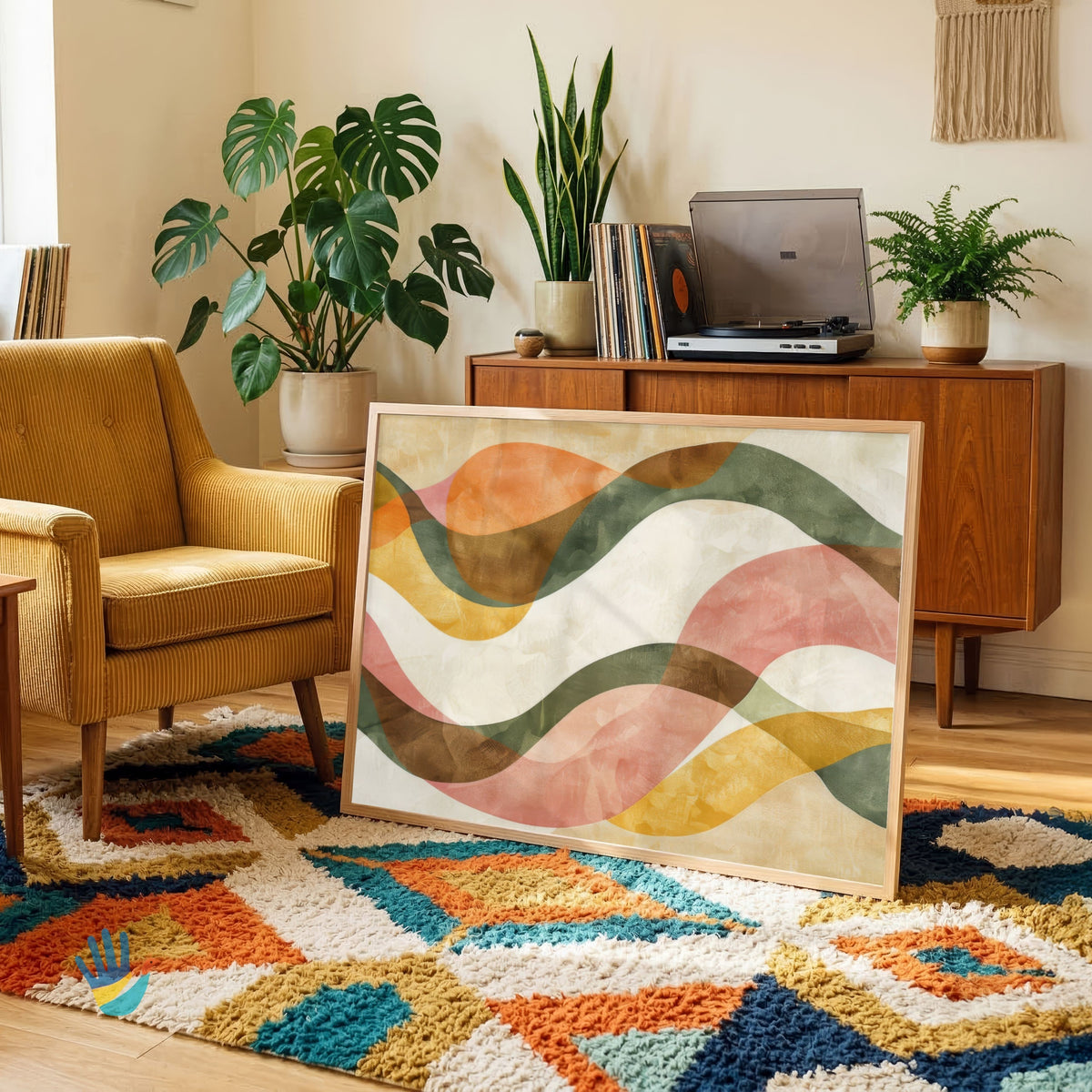 Tarangini | Sinuous Wave & Earth Tone Abstract Wall Art 4 : 3 Horizontal Premium Wall Art Canvas by MeriDeewar