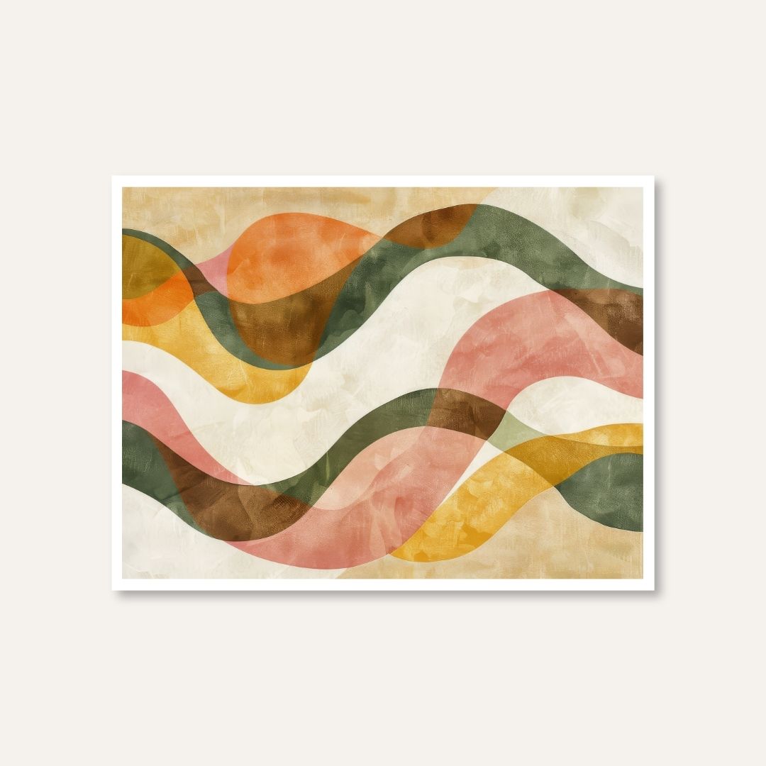 Tarangini | Sinuous Wave & Earth Tone Abstract Wall Art 4 : 3 Horizontal Premium Wall Art Canvas by MeriDeewar