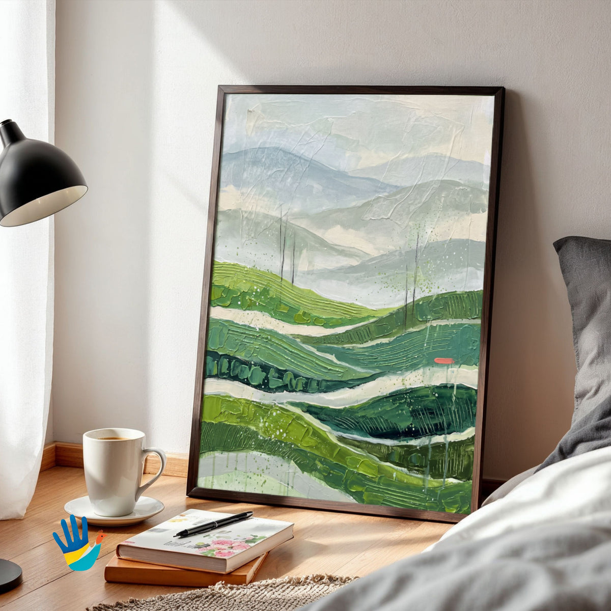 Tea Country Mist | Munnar Tea Garden Abstract Art 2 : 3 Vertical Premium Wall Art Canvas by MeriDeewar