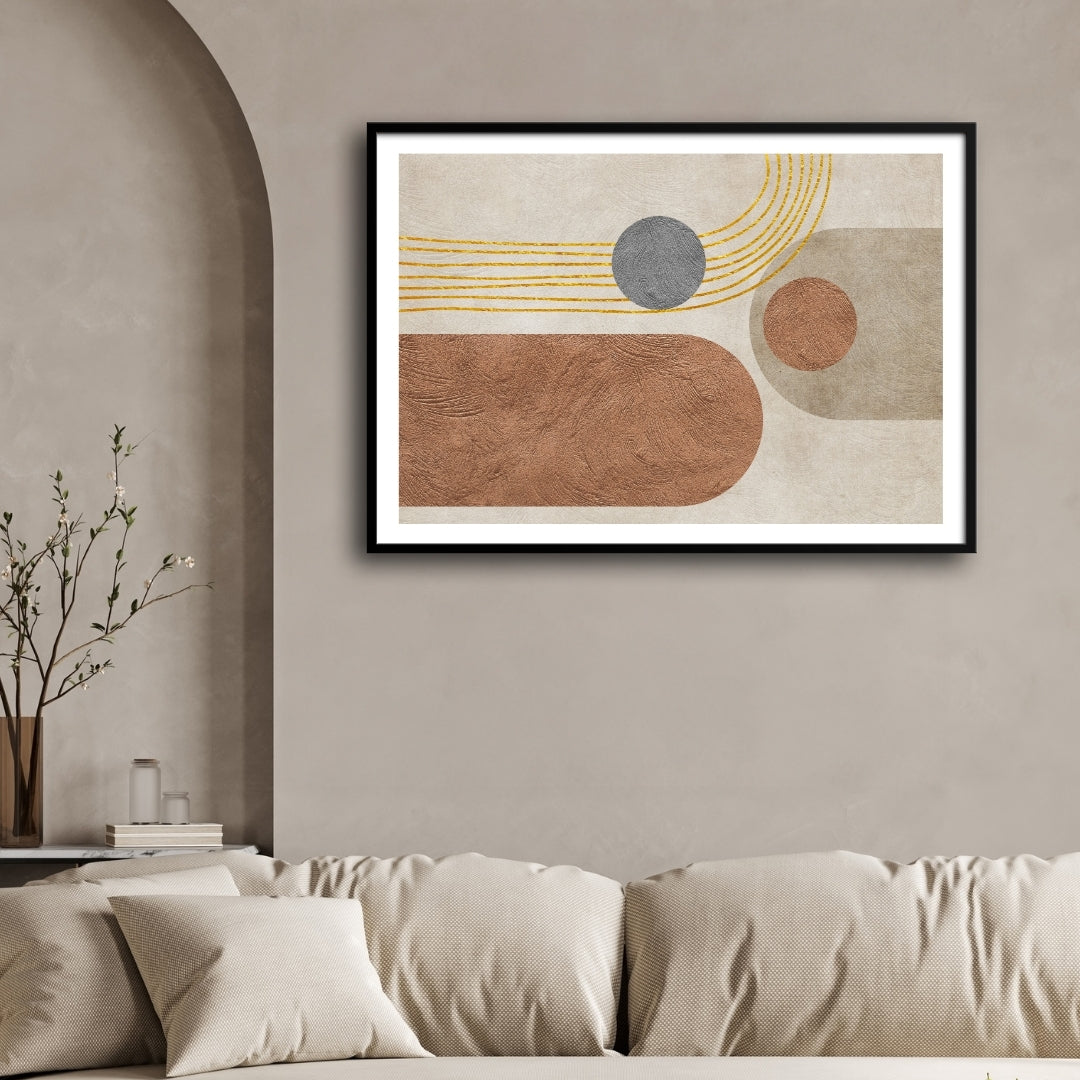 Terra Rhythm – Modern Abstract Geometric Wall Art Print 2 : 3 Horizontal Premium Wall Art Canvas by MeriDeewar
