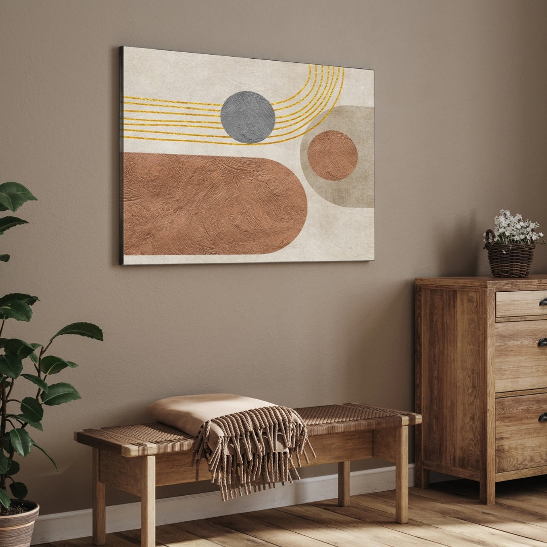Terra Rhythm – Modern Abstract Geometric Wall Art Print 2 : 3 Horizontal Premium Wall Art Canvas by MeriDeewar