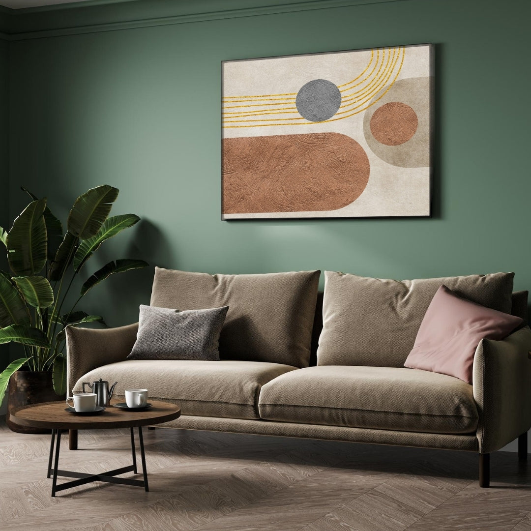 Terra Rhythm – Modern Abstract Geometric Wall Art Print 2 : 3 Horizontal Premium Wall Art Canvas by MeriDeewar