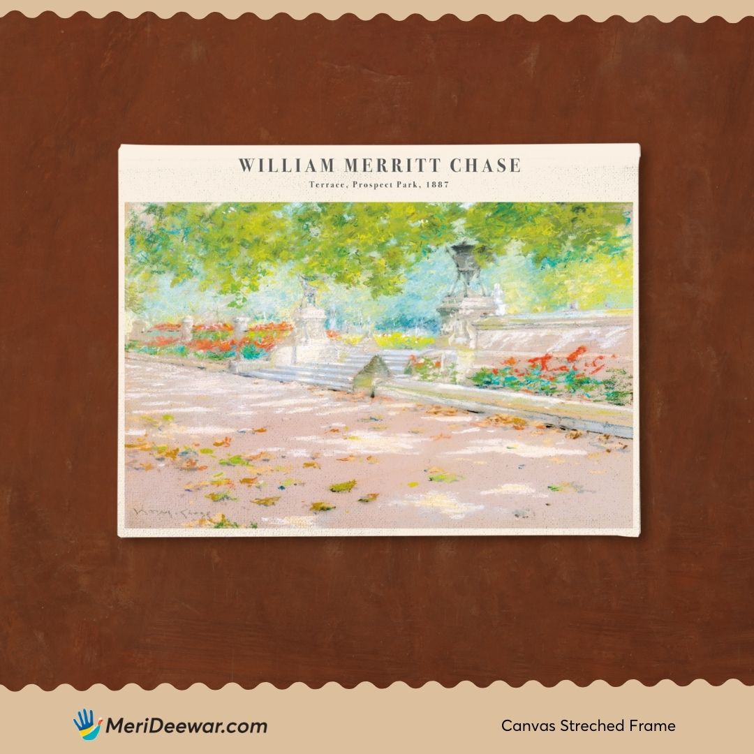 Terrace, Prospect Park Painting By William Merritt Chase 3 : 4 Horizontal New Premium Wall Art Canvas by MeriDeewar