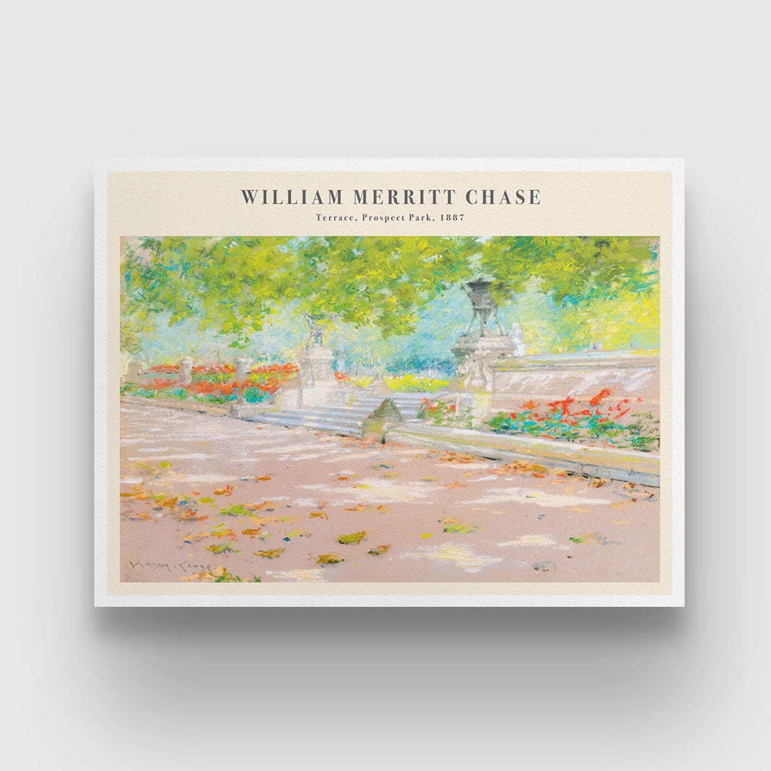 Terrace, Prospect Park Painting By William Merritt Chase 3 : 4 Horizontal New Premium Wall Art Canvas by MeriDeewar