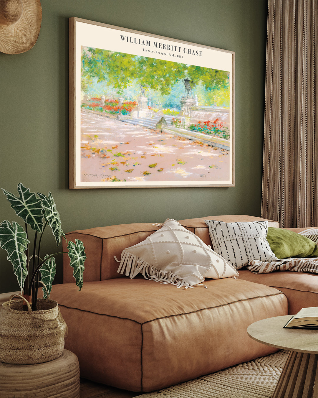Terrace, Prospect Park Painting By William Merritt Chase 3 : 4 Horizontal New Premium Wall Art Canvas by MeriDeewar