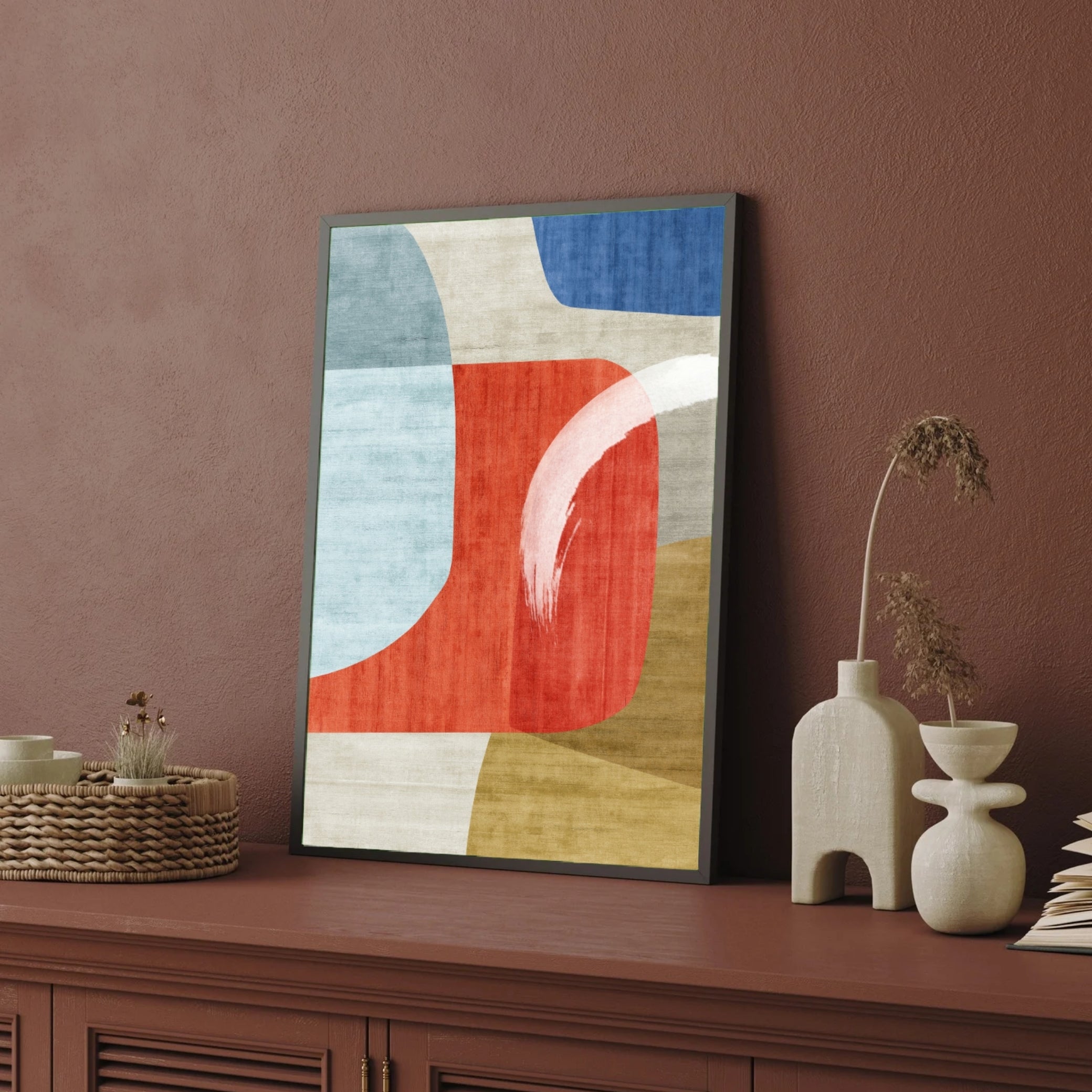 Terracotta Dreams – Mid-Century Modern Canvas Print 2 : 3 Vertical Premium Wall Art Canvas by MeriDeewar