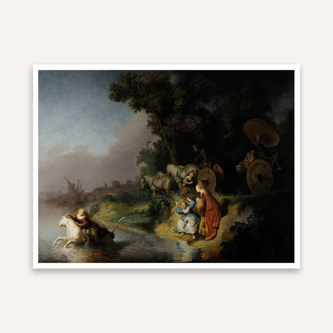 The Abduction of Europa by Rembrandt | Classic Painting for Living Room | Wall Art Print 4 : 3 Horizontal Premium Wall Art Canvas by MeriDeewar