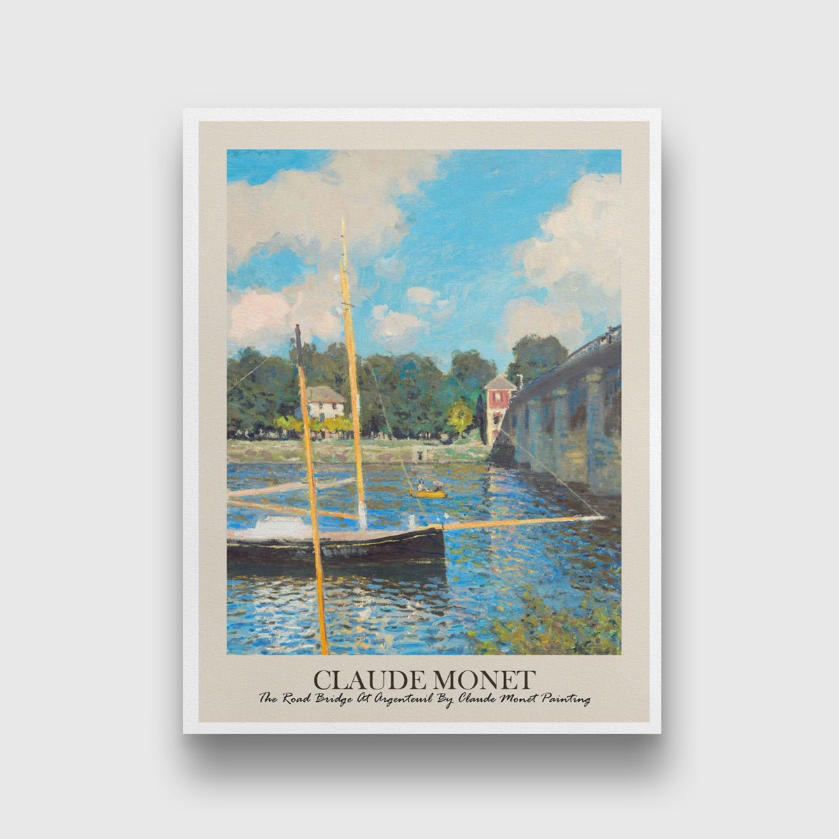 The Argenteuil Bridge Painting by Claude Monet 3 : 4 Vertical New Premium Wall Art Canvas by MeriDeewar