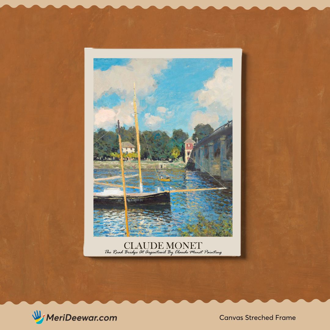 The Argenteuil Bridge Painting by Claude Monet 3 : 4 Vertical New Premium Wall Art Canvas by MeriDeewar