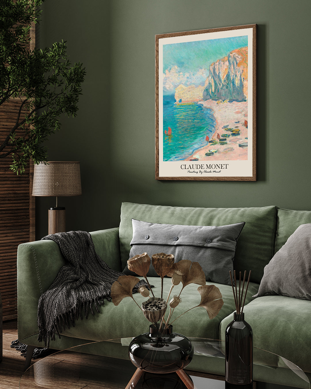 The Beach and the Falaise Painting By Claude Monet 3 : 4 Vertical New Premium Wall Art Canvas by MeriDeewar