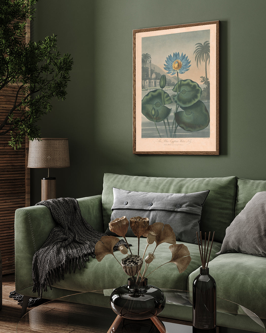 The Blue Egyptian Water Lily Vintage painting 3 : 4 Vertical New Premium Wall Art Canvas by MeriDeewar