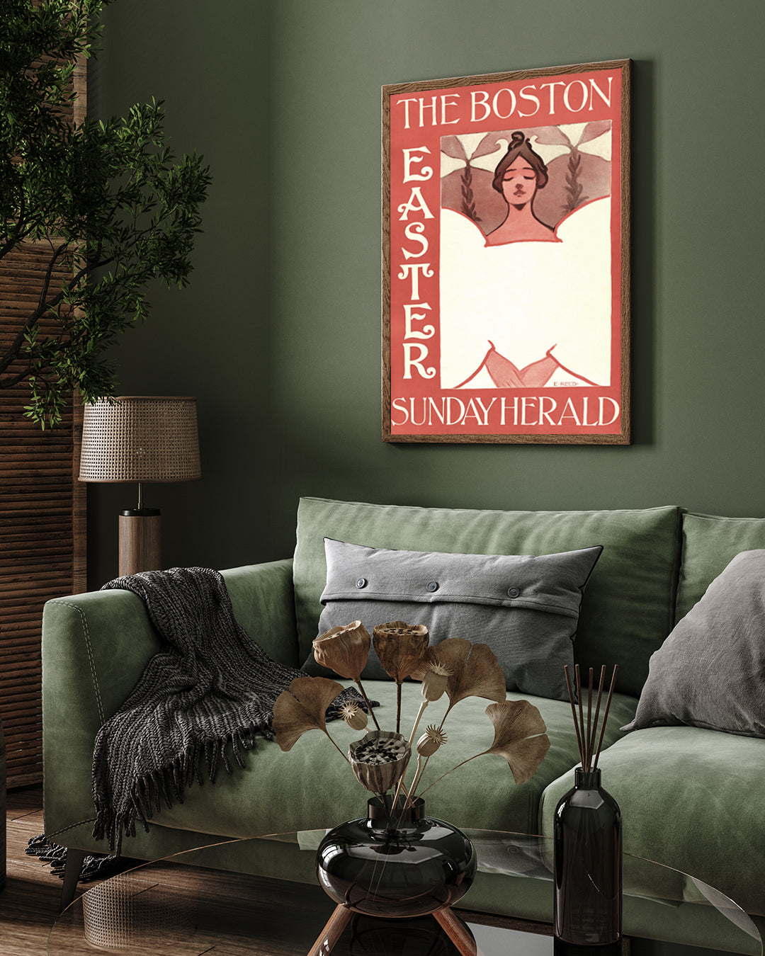 The Boston Sunday Herald Poster by Ethel Reed 3 : 4 Vertical New Premium Wall Art Canvas by MeriDeewar