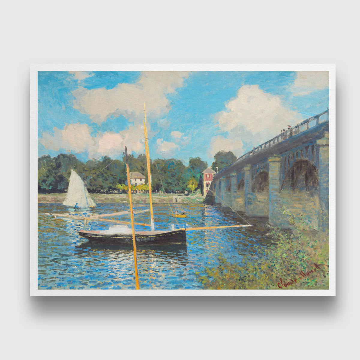 The Bridge at Argenteuil Claude Monet 3 : 4 Horizontal New Premium Wall Art Canvas by MeriDeewar