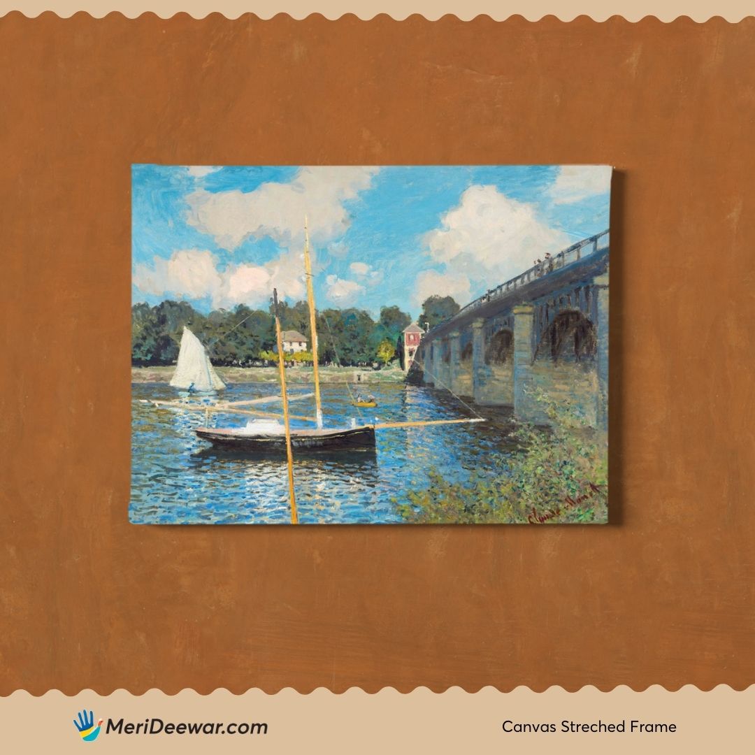 The Bridge at Argenteuil Claude Monet 3 : 4 Horizontal New Premium Wall Art Canvas by MeriDeewar