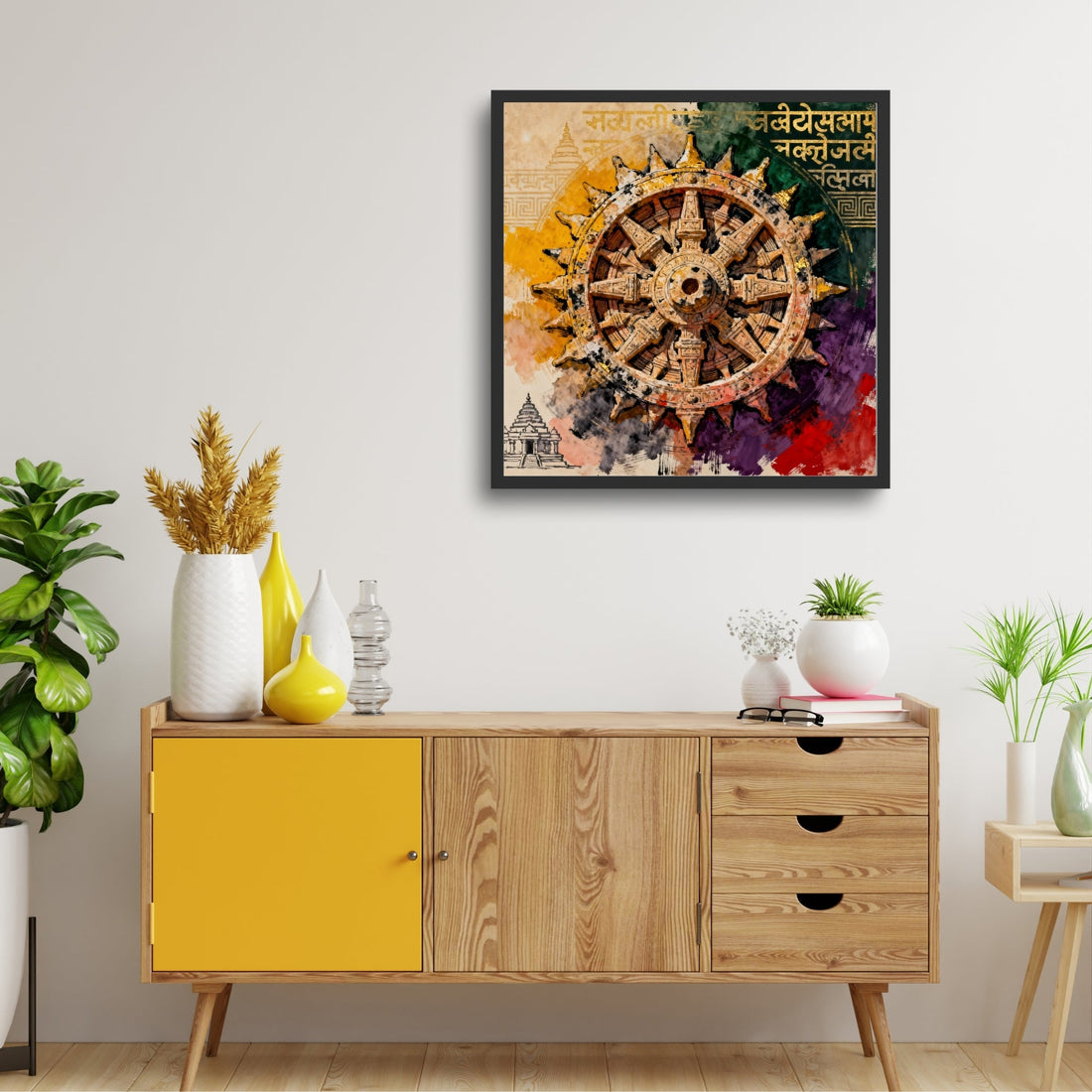 The Chariot of the Sun | Konark Wheel Cosmic Clock Wall Art | MeriDeewar 1 : 1 Square Premium Wall Art Canvas by MeriDeewar