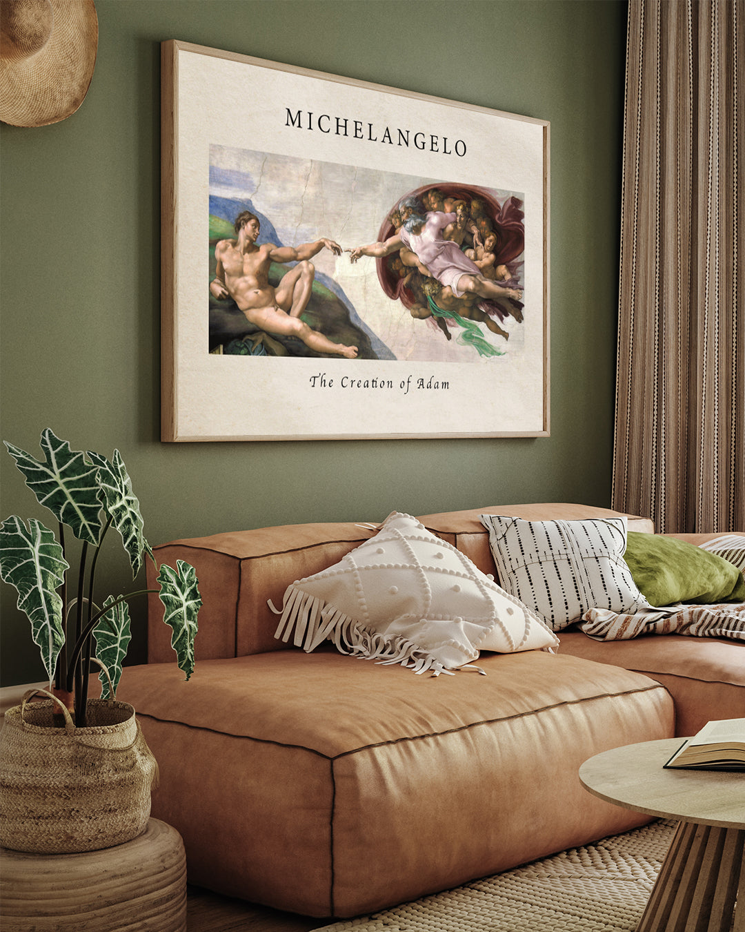 The creation of adam fresco Painting by Michelangelo 3 : 4 Horizontal New Premium Wall Art Canvas by MeriDeewar