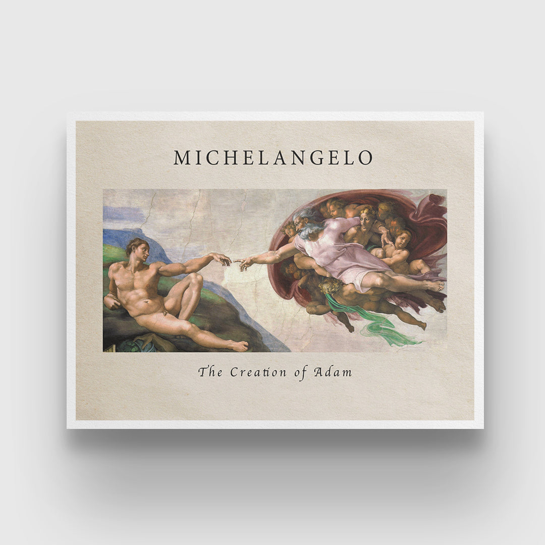 The creation of adam fresco Painting by Michelangelo 3 : 4 Horizontal New Premium Wall Art Canvas by MeriDeewar