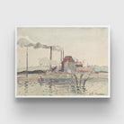 The Factory at Pontoise Painting by Camille Pissarro 3 : 4 Horizontal New Premium Wall Art Canvas by MeriDeewar