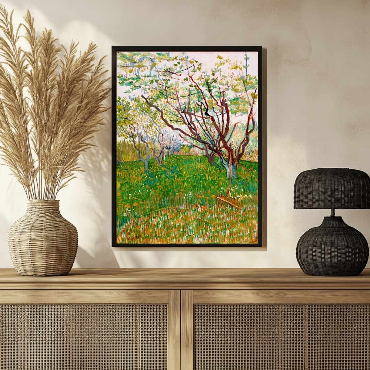 The Flowering Orchard Van Gogh Painting for Living Room | Nature Wall Art | Giclée Print 3 : 4 Vertical Premium Wall Art Canvas by MeriDeewar