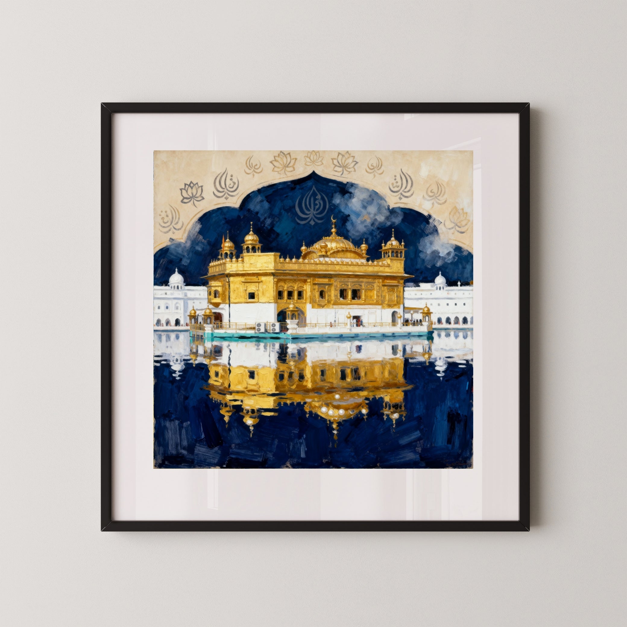 The Golden Serenity – Golden Temple Amritsar Wall Painting 1 : 1 Square Premium Wall Art Canvas by MeriDeewar