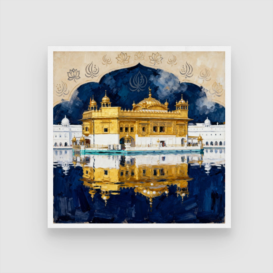 The Golden Serenity – Golden Temple Amritsar Wall Painting 1 : 1 Square Premium Wall Art Canvas by MeriDeewar