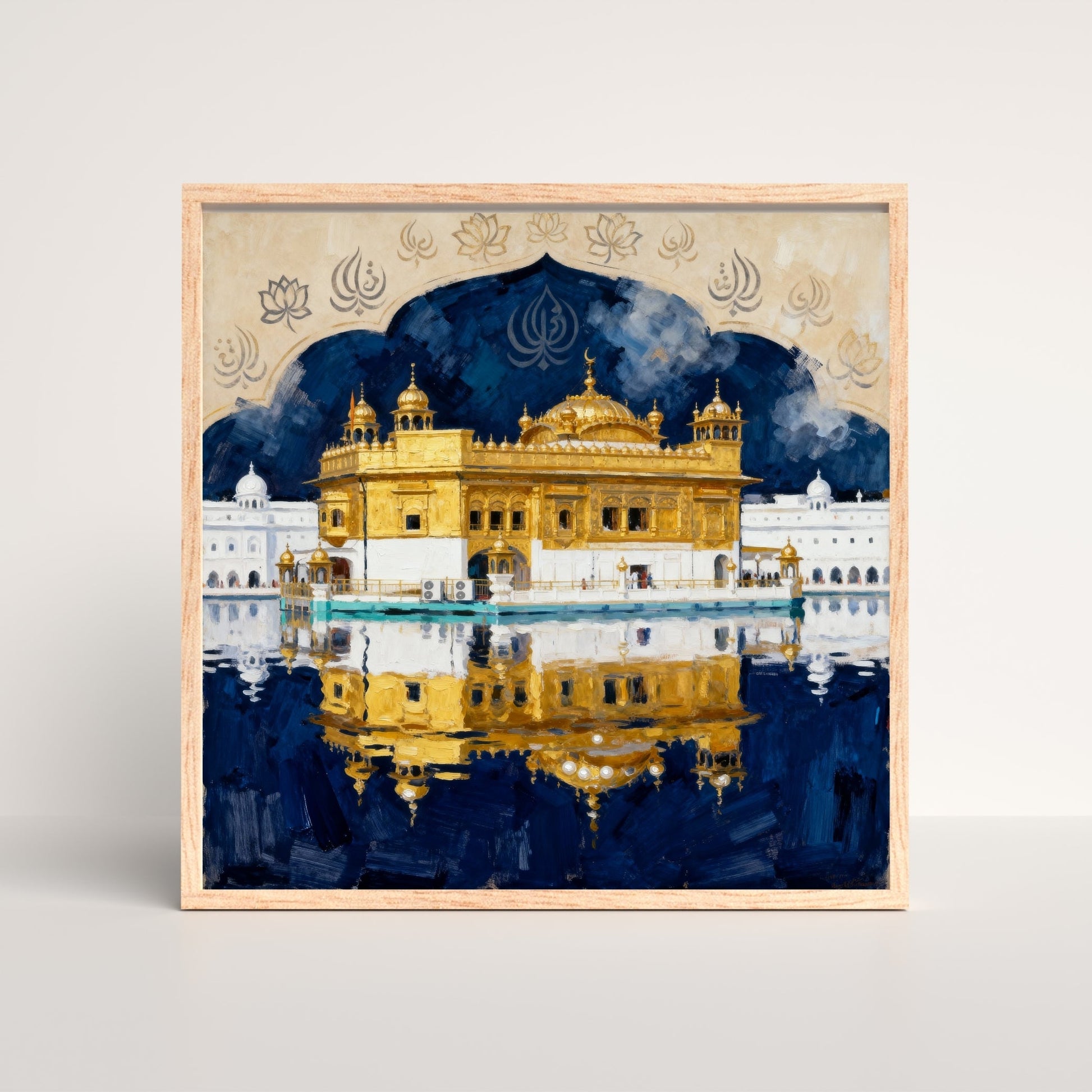 The Golden Serenity – Golden Temple Amritsar Wall Painting 1 : 1 Square Premium Wall Art Canvas by MeriDeewar