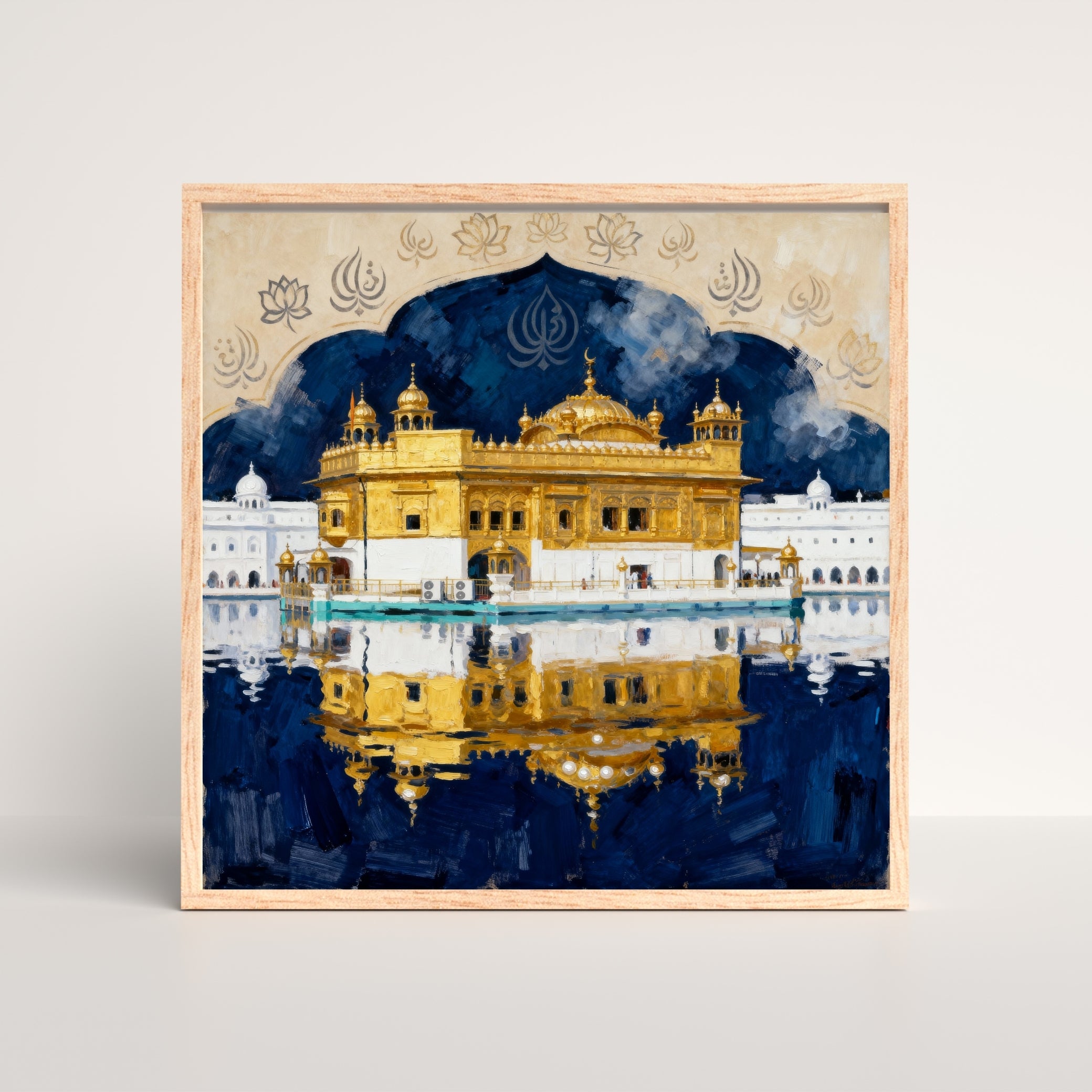 The Golden Serenity – Golden Temple Amritsar Wall Painting 1 : 1 Square Premium Wall Art Canvas by MeriDeewar