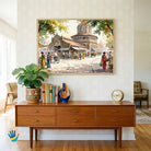 The Grand Mandai of Pune | Historic Market Architecture Watercolor Framed Art 4 : 3 Horizontal Premium Wall Art Canvas by MeriDeewar