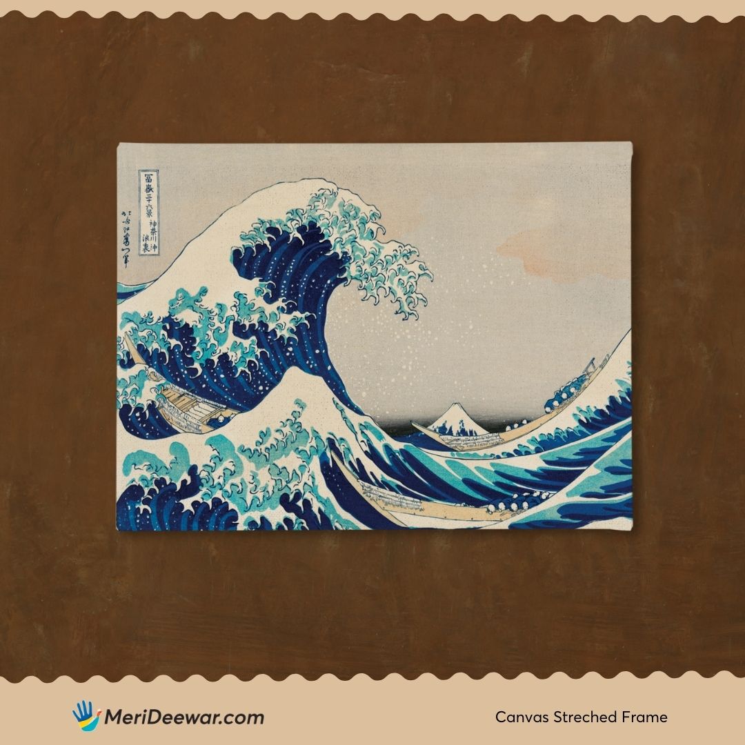 The Great Wave off Kanagawa Painting By Katsushika Hokusai 3 : 4 Horizontal New Premium Wall Art Canvas by MeriDeewar