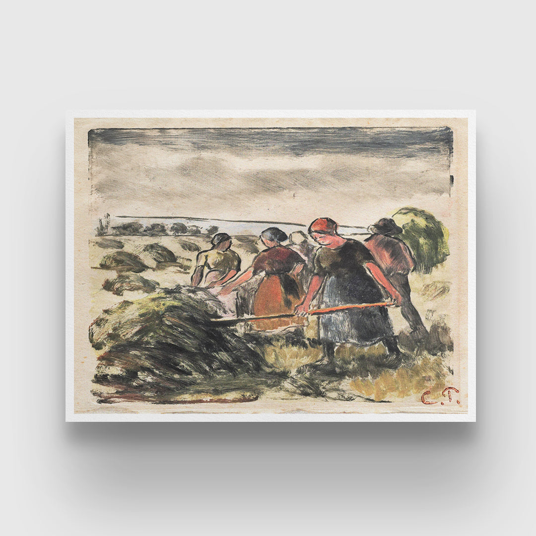 The Haymakers by Camille Pissarro 3 : 4 Horizontal New Premium Wall Art Canvas by MeriDeewar