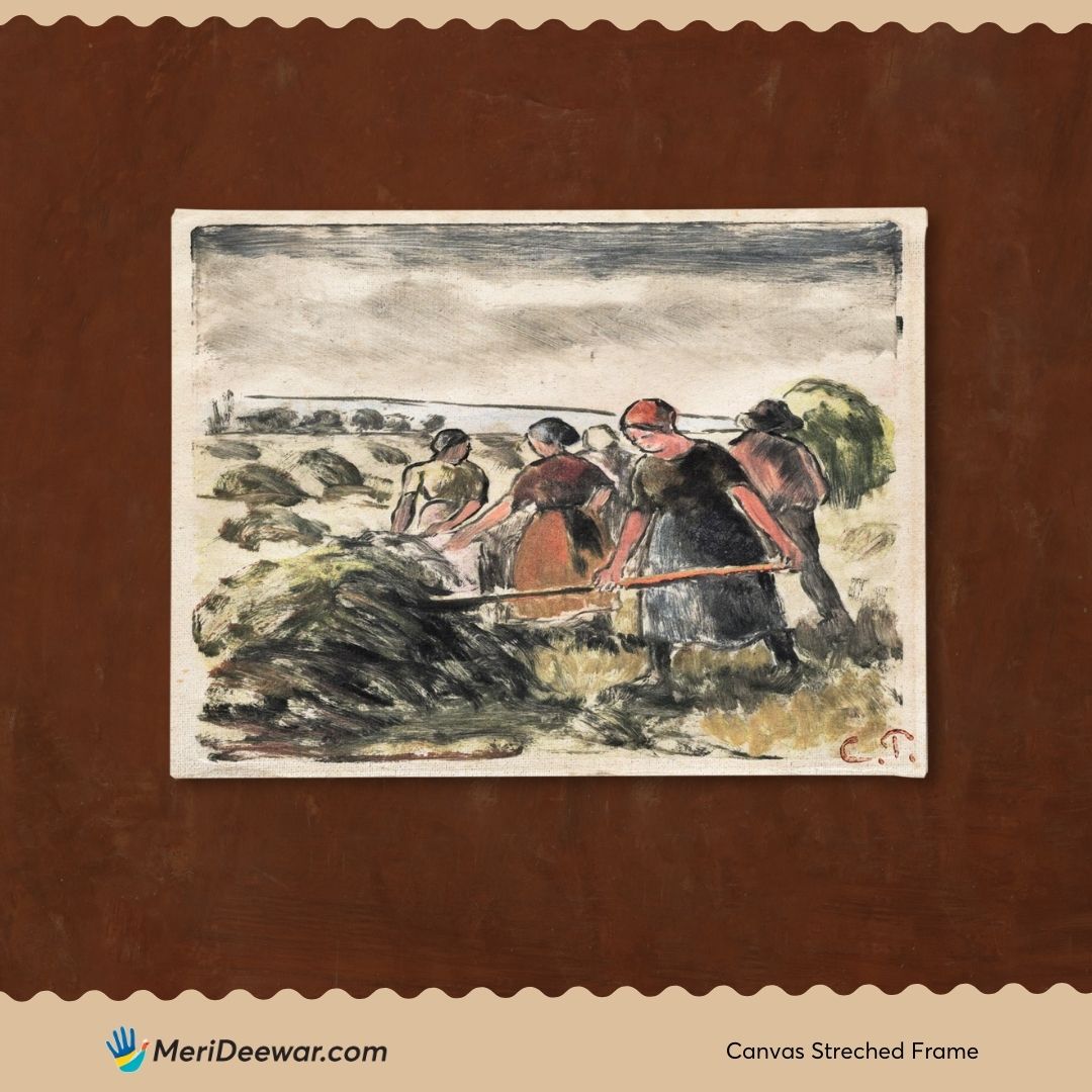 The Haymakers by Camille Pissarro 3 : 4 Horizontal New Premium Wall Art Canvas by MeriDeewar
