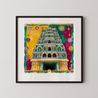 The Meenakshi Temple | Joyful Architecture Sculpture Art | MeriDeewar 1 : 1 Square Premium Wall Art Canvas by MeriDeewar