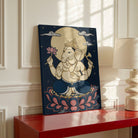 The Moonlit Lotus Ganesha | Traditional Indian Folk Wall Art 3 : 4 Vertical Premium Wall Art Canvas by MeriDeewar