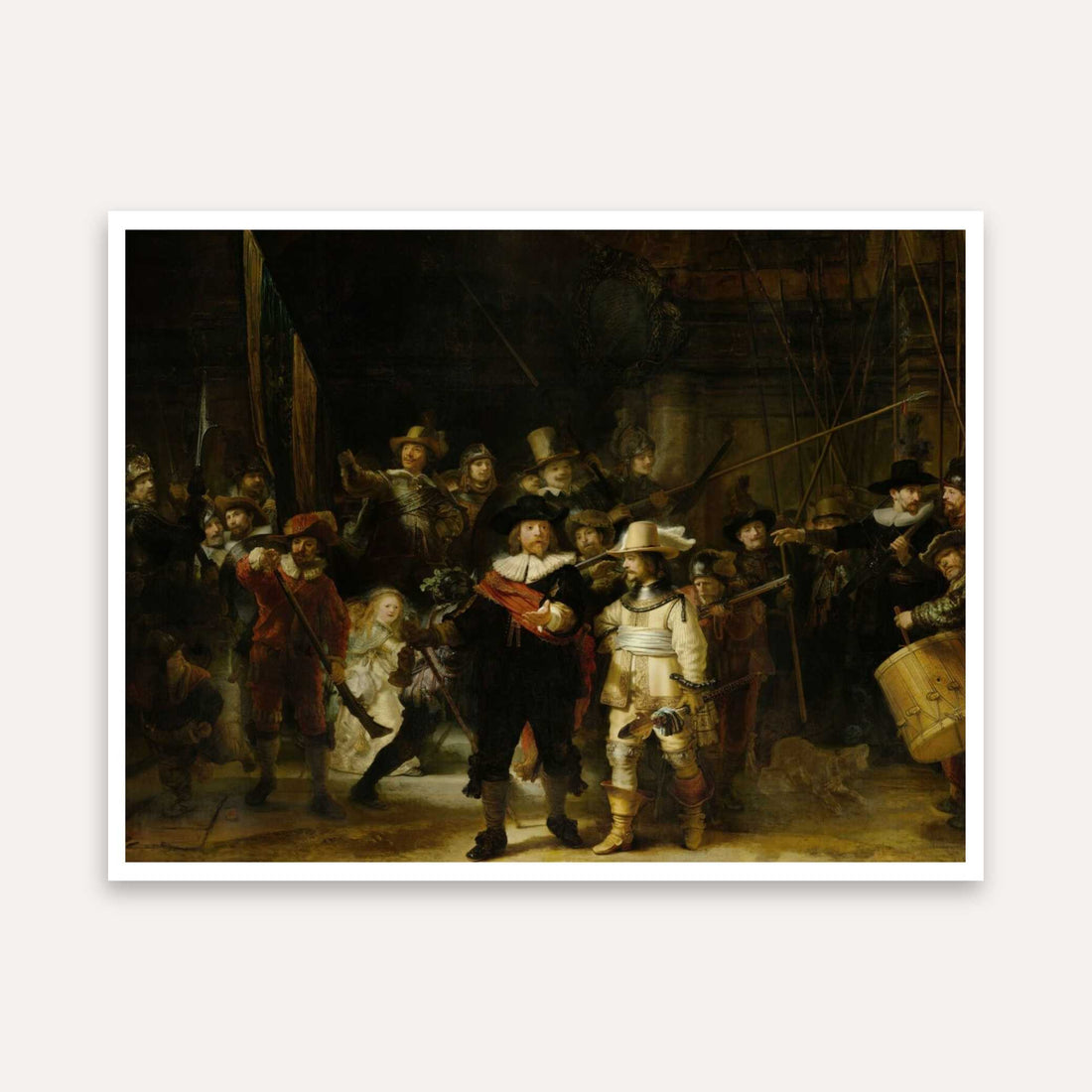 The Night Watch by Rembrandt – Classic European Painting for Living Room | Wall Art Print 4 : 3 Horizontal Premium Wall Art Canvas by MeriDeewar