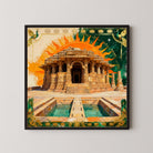 The Radiant Temple – Modhera Sun Temple Indian Heritage Wall Painting 1 : 1 Square Premium Wall Art Canvas by MeriDeewar