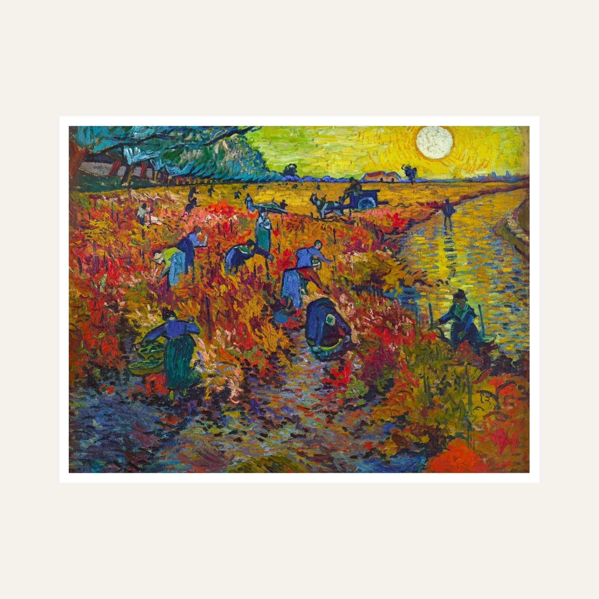 The Red Vineyard Van Gogh Painting for Living Room | Sunset Scenery Wall Art | MeriDeewar 4 : 3 Horizontal Premium Wall Art Canvas by MeriDeewar