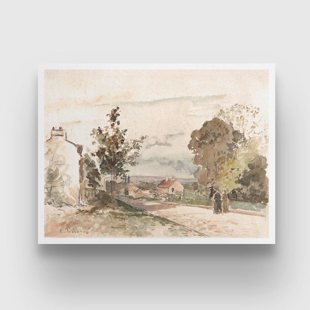 The Road from Versailles to Louveciennes by Camille Pissarro 3 : 4 Horizontal New Premium Wall Art Canvas by MeriDeewar